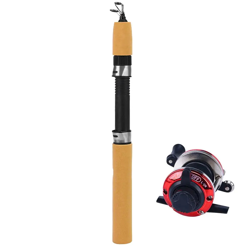 Ice Fishing Rod With Reel Mini Telescopic Fishing Rod 60 80 100CM Carbon River Shrimp Carp Fishing Pole For Winter Fishing Gears