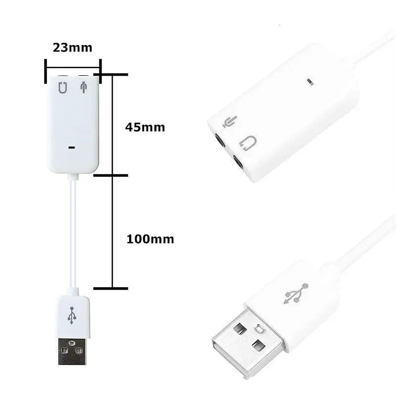 USB Audio Adapter External Sound Card with 3.5mm Headphone and Microphone Jack for Windows Mac Linux PC Laptop