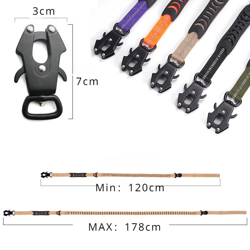 Reflective Shock Absorbing Pet Dog Leash with Car Seatbelt for Large Dogs Heavy Duty Tactical Bungee Dog Leash No Pull Dog Leash