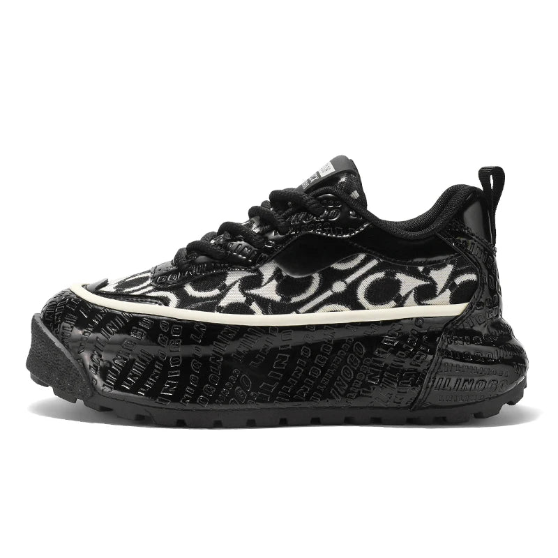 Men's Shoes 2025 Spring and Autumn Fashion Trend Printed Thick Sole Height Increasing Casual Shoes Versatile Warm Sports Shoes