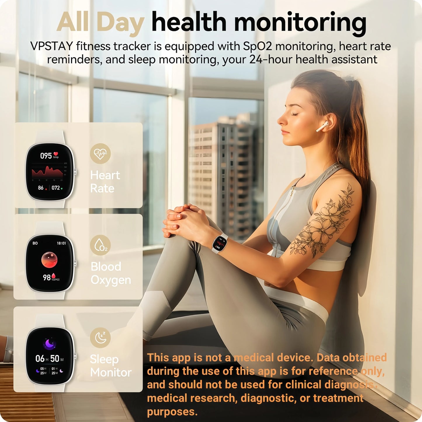 Smart Watches for Men Women  Sleep Tracking, 46mm 1.3oz Step Calorie Counter Fitness Watch Activity Trackers Pedometer forAndro