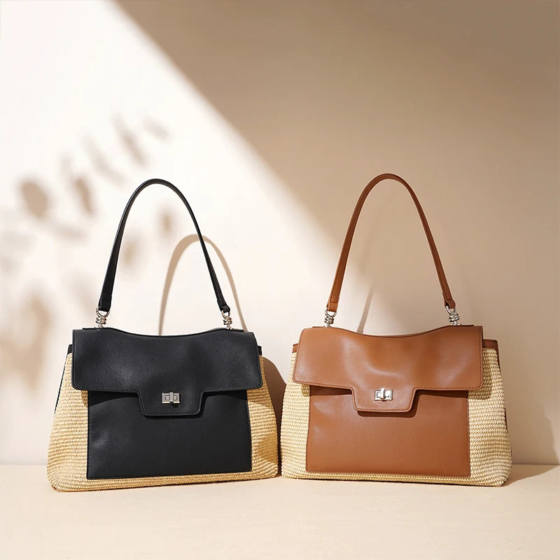 Luxury Niche Large Capacity Shoulder Bag Women's Handbag 2025 New Advanced Woven Tote Bag Commuter Casual Messenger Bag