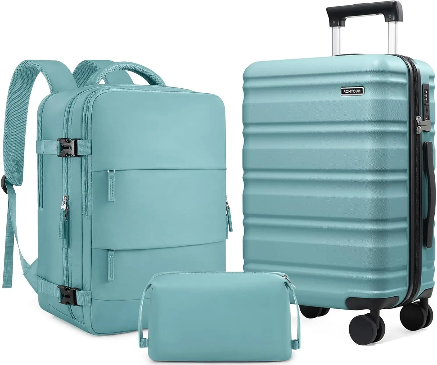 Suitcase Set 3 Piece, 20 IN Carry On Luggage with PC Hard Shell, TSA Lock Spinner Wheels Extension Handle Suitcase Set