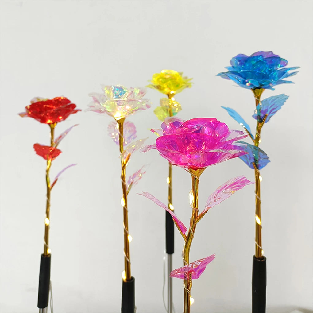 Solar Powered Flower Lights Outdoor Lawn Decorative Lights Solar Rose Grass Light Courtyard Garden 1 drag 5 lights