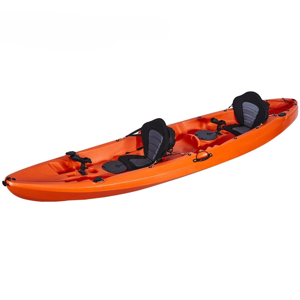 Double Seater 2 Person Kayak for Fishing Surfing with Paddle Plastic Sit on Top Kayak Rowing Boats 2 Fishing Rod Racks