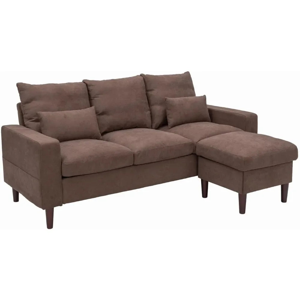 3 Seater Sofa with Ottoman Footstool Sofa Set, L Shape Corner Convertible Chaise Sofa,Couch Furniture for Living Room