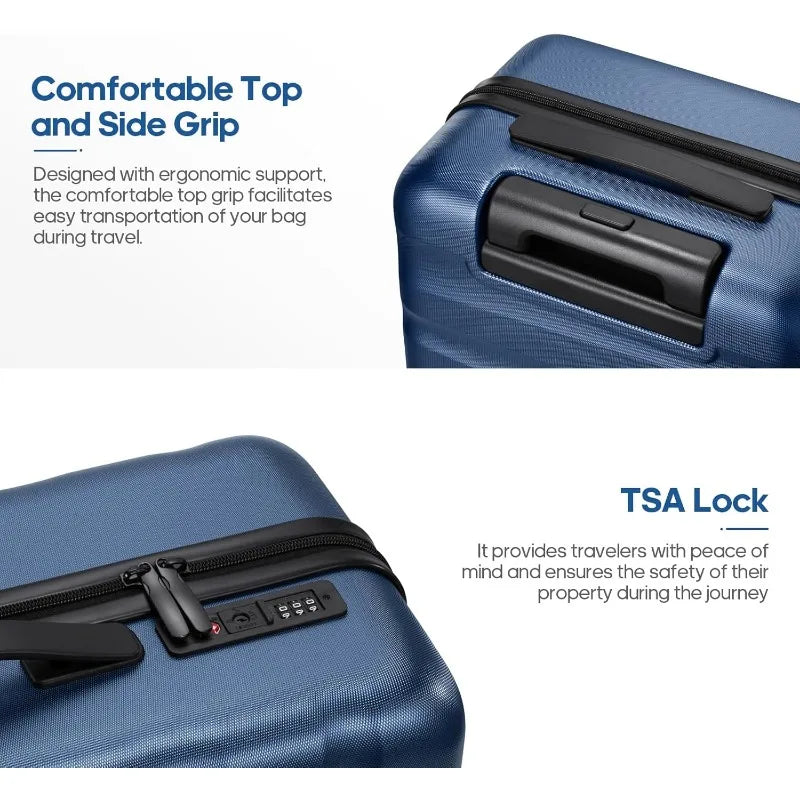 20Inch Carry-On Luggage, Lightweight PC HardShell Suitcase with 360° Spinner Wheels, TSA-Approved, Durable Airline Approved