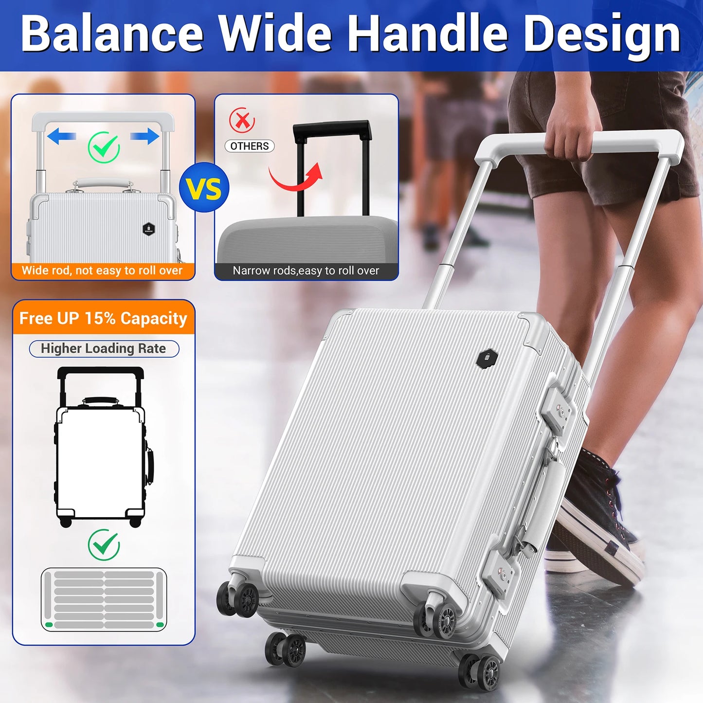 20-Inch LA Fashion Carry-On Luggage - Spacious, Durable, and Secure with Whisper-Quiet Wheels and TSA Lock - Ideal for Business