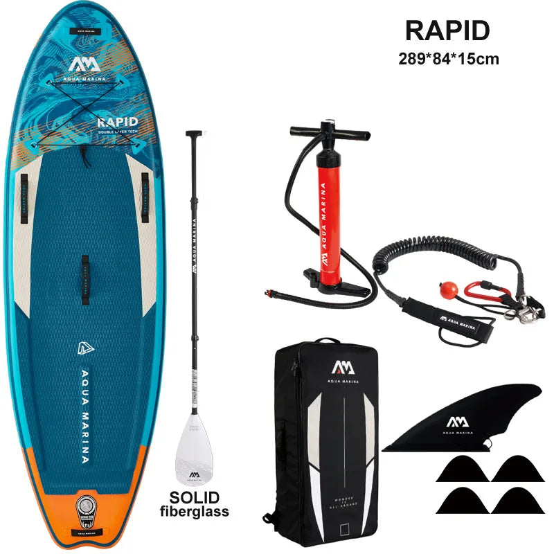 2022 RAPID AQUA MARINA surf board 289*84*15cm inflatable sup board stand up paddle board surf kayak sport stream white river