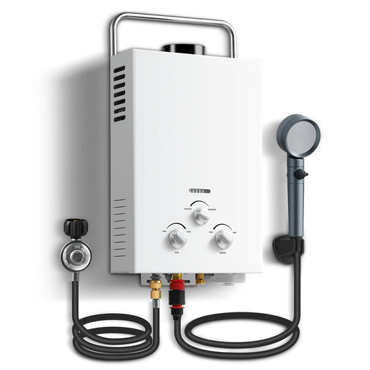 Outdoor Propane Tankless Water Heater-6L 1.58 GPM Portable Gas Water Heater with Handle Overheating Protection Instant Hot Water