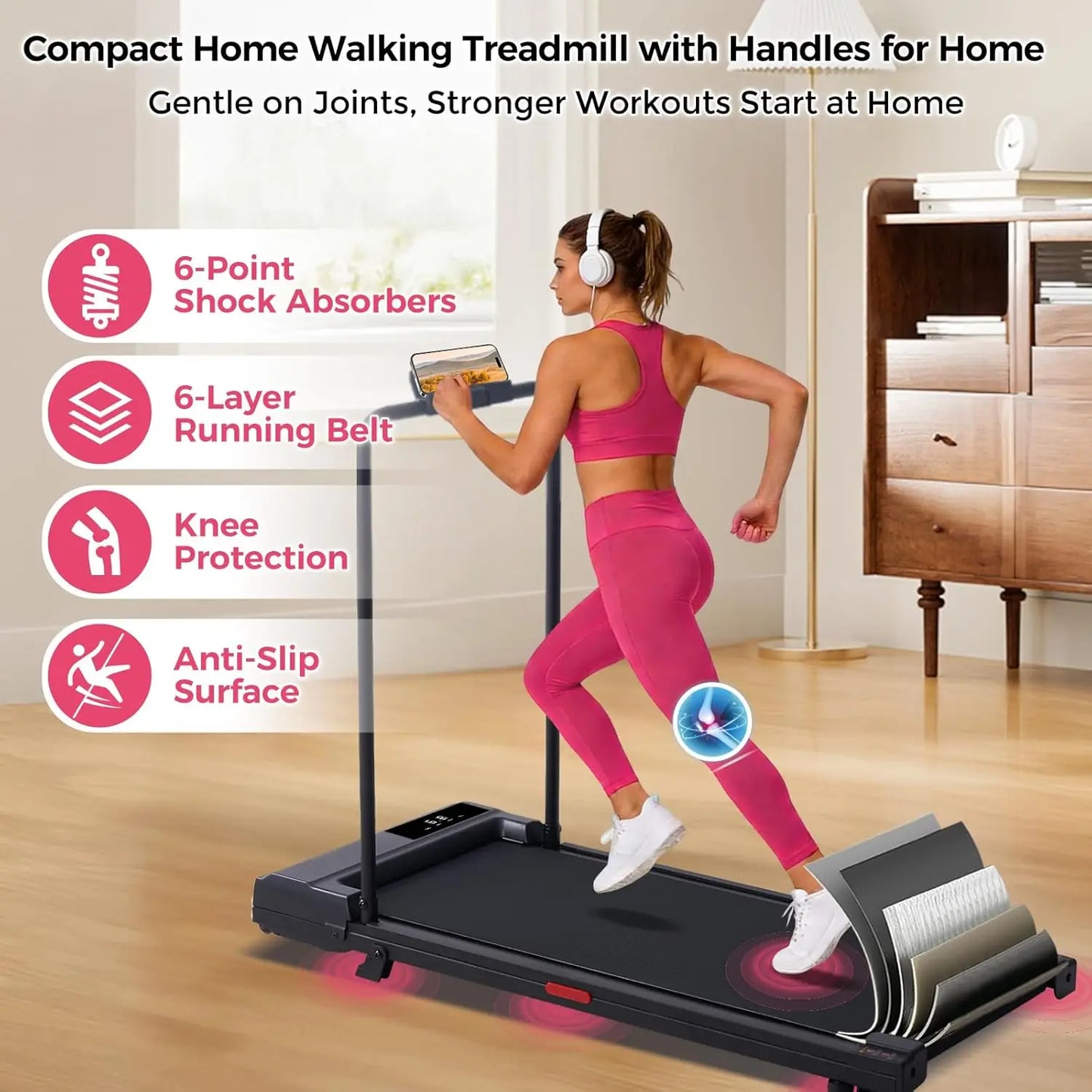 Small portable electric treadmill for household use, 3.5 horsepower silent with LED display screen, weighing 400 pounds