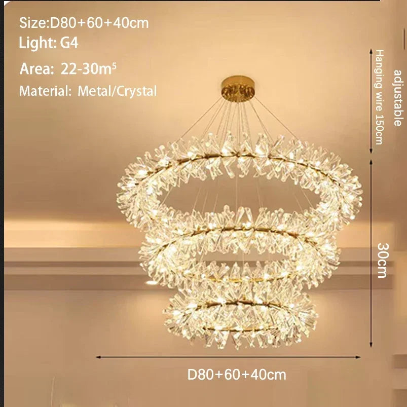 Modern living room bedroom round ceiling chandelier indoor luxury crystal chandelier personalized creative LED lamps