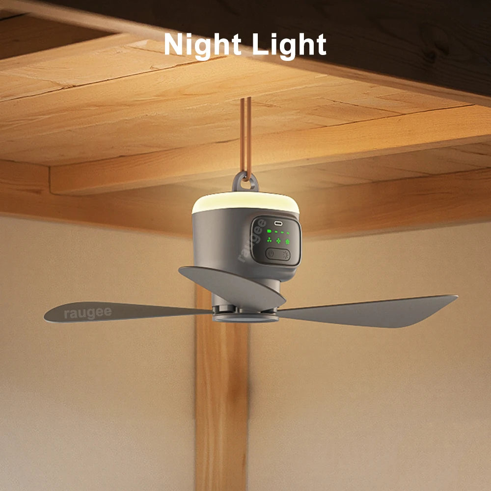 Ceiling Fan Portable Camping Fan Tent Ventilator Cooler Wireless 12000mAh Rechargeable Electric Fan Remote Control LED Lighting