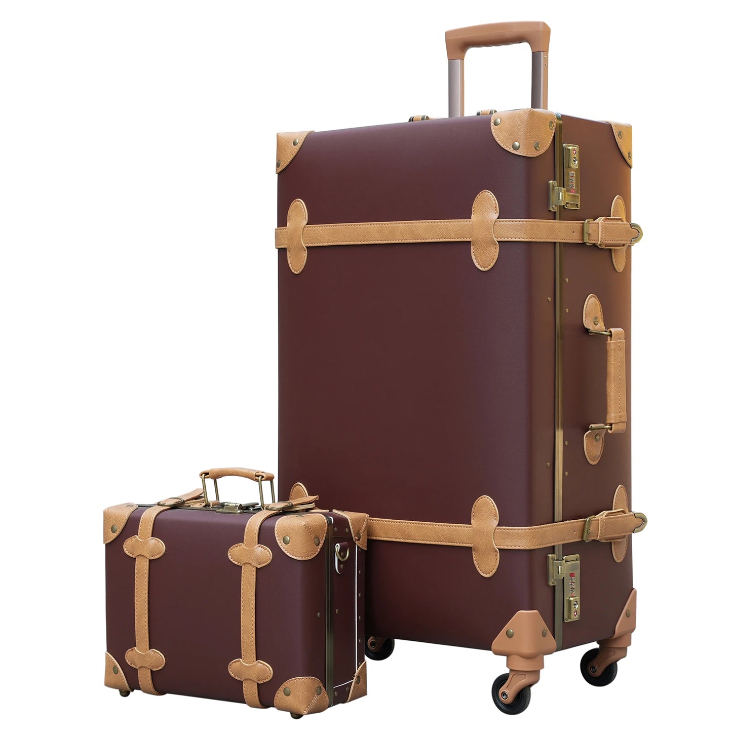 urecity Vintage Luggage Set 2 Piece Retro Trolley Luggage Bag Travel Luggage set with Spinner Wheels, TSA Lock and Handbag