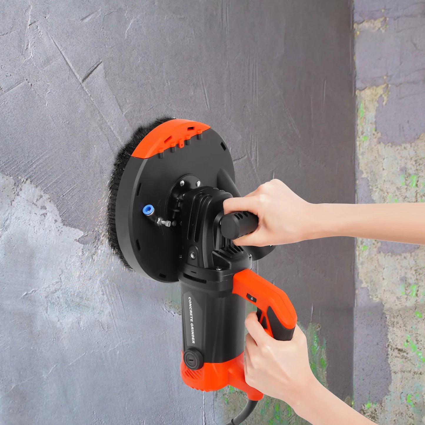 5000W 7-inches Concrete Surface Grinder| 6-Speeds Wall and Floor Grinder Kit w/ Dust Hood| Portable Angle Grinder Kit