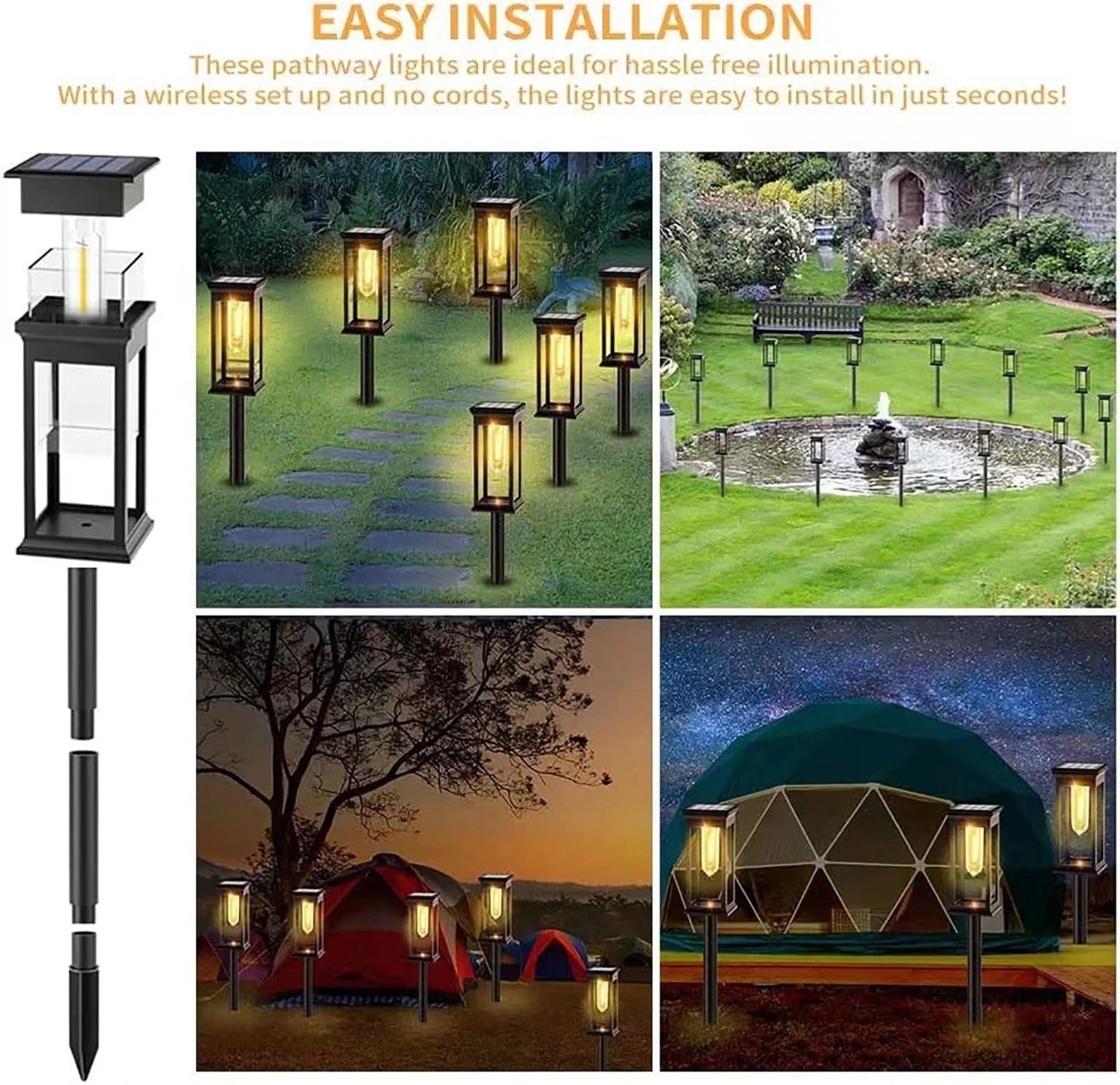 Waterproof LED Solar Lights for Garden Yard Driveway - Automatic Pathway Lighting Outdoor Landscape Lighting Auto On/Off at Dusk