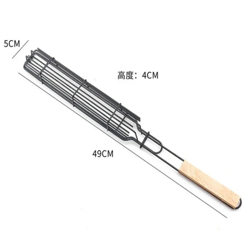 Barbecue Grill Stainless Steel Non-Stick Grill Basket with Handle BBQ Roast Rack for Home Outdoor Picnic Kitchen Dining Tools