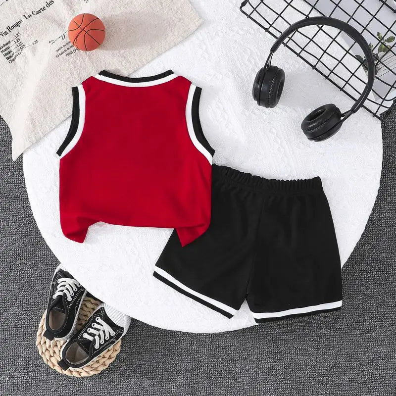 2Pcs Children's Summer Basketball Sets Quick-drying Suits Boys Girls Sport Vest+Shorts Teen Casual Sleeveless Outfits