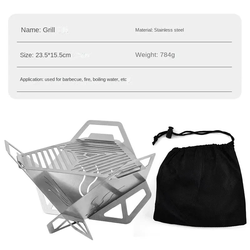 Multifunction Bbq Charcoal BBQ Grill Folding Furnace Barbecue Stainless Steel Kitchen Utensils Mesh Wood Stove Outdoor Bar Home