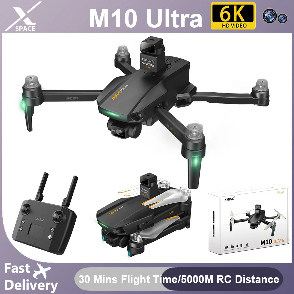 M10 Ultra Drone 4K Professional 6K Camera GPS 3-Axis EIS 5G Wifi Quadcopter 5KM Remote Control Aircraft Helicopter Brushless