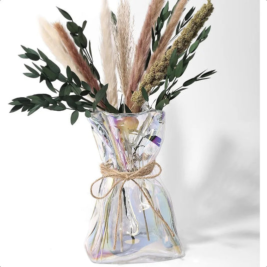 Glass VaseIrregular Shaped Vase for Flower Modern Minimalism Fashionable Vase Home Bedroom Kitchen Office Wedding Holiday Decor