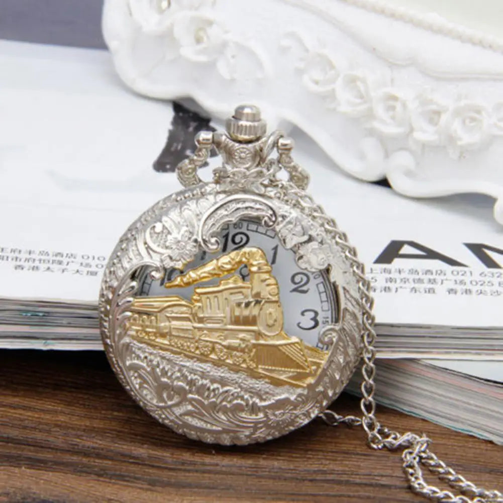 Pocket Watch with Chain Necklace Vintage Quartz Pendant Watches Clock Chain Mens Women