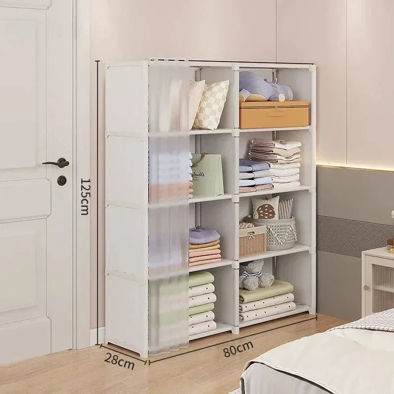 Multi-Layer Foldable Wardrobe Dustproof Storage Rack Simple DIY Assembly Large Capacity Cabinet for Home Organization and Use