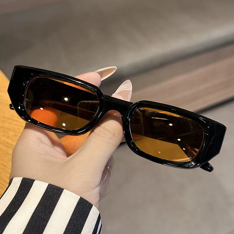 Men Vintage Rectangle White Frame Sunglasses Fashion Retro Brand Designer Sun Glasses UV400 Shades Eyewear Women Goggles