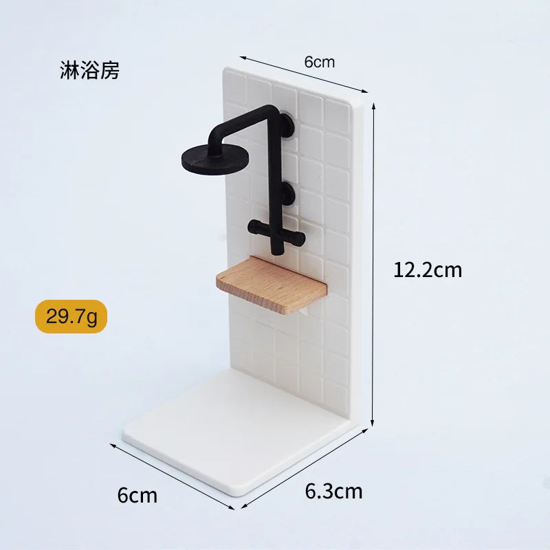1:12 Dollhouse Bathtub Sink Toilet Towel Rack Miniature Mini Wood Bathroom Furniture Scene Ornaments Play House Toys Home Decor