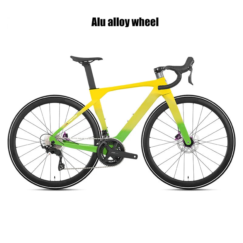 TWITTER Full Carbon Light Weight Road Bike Wireless WheelTop EDS 24S Racing Bicycle 4-Piston Disc Brake With 50mm Carbon Wheels