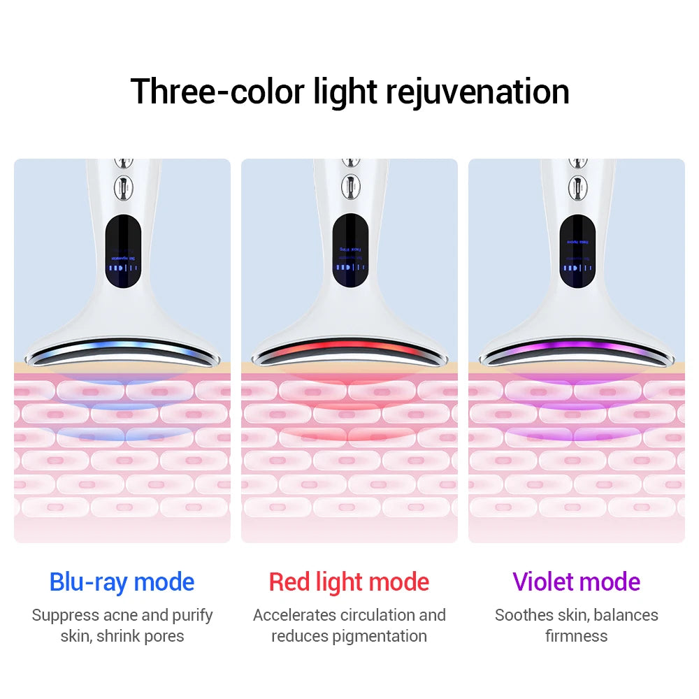 Neck Beauty Device EMS Microcurrent Chin Facial Lifting LED Firming Rejuvenation Anti Wrinkle Skin Care Face Massager