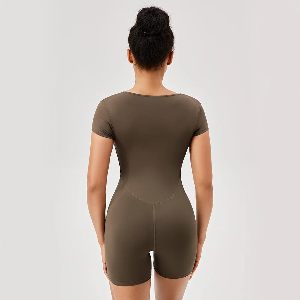 Women Summer Gym Workout jumpsuit One-Piece Short Yoga Clothes Push Up Workout Clothes Fitness Sports Bodysuit Yoga Suit