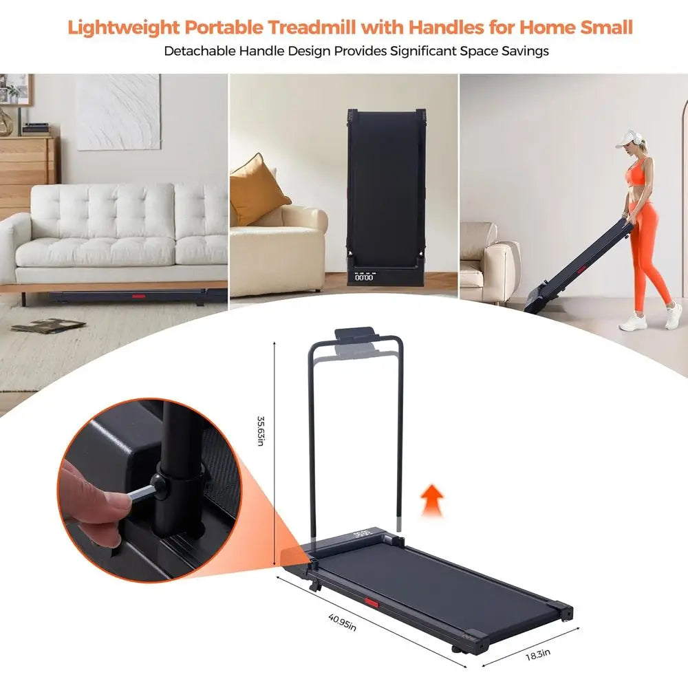 Portable Under Desk Treadmill with Handle, 2026 Upgrade, 3.0HP, 0.6-7.6MPH Speed, 350lbs Capacity