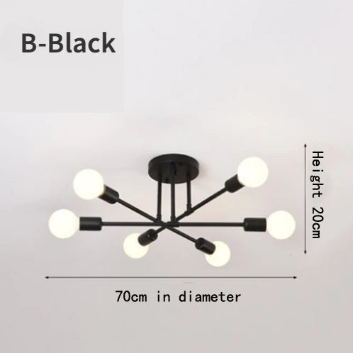 Dropshipping Modern Sputnik Chandelier Nordic Semi Flush Mount Ceiling Lamp Brushed Antique Gold Home Decor Lighting Fixture