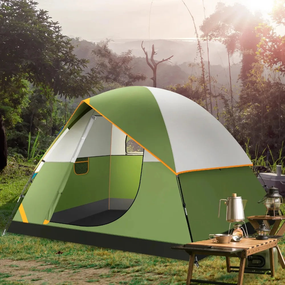 4 Person Tent for Camping with Waterproof Rainfly,Windproof Instant Family Dome Camping Tent with Mesh Door & Ventilation Window