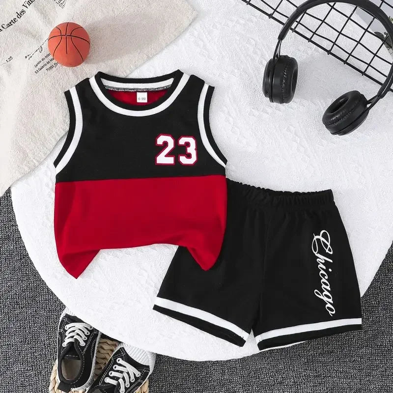 2Pcs Children's Summer Basketball Sets Quick-drying Suits Boys Girls Sport Vest+Shorts Teen Casual Sleeveless Outfits