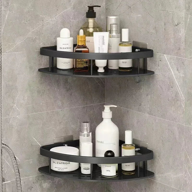 Bathroom Shelf Makeup Storage Organizer Aluminum Alloy Shampoo Rack Shower Shelf Bathroom Accessories No Drill Wall Shelf