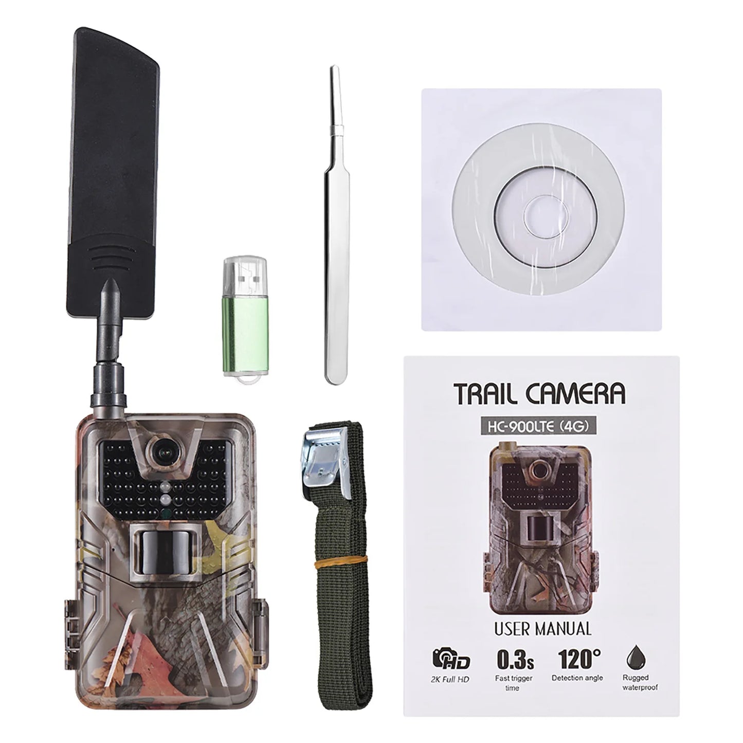 HC-900LTE 4G Hunting Camera 16MP 1080P Trail Camera 0.3S Triggering Speed 2.0 inch Display Infrared Night Vision Wildlife Camera