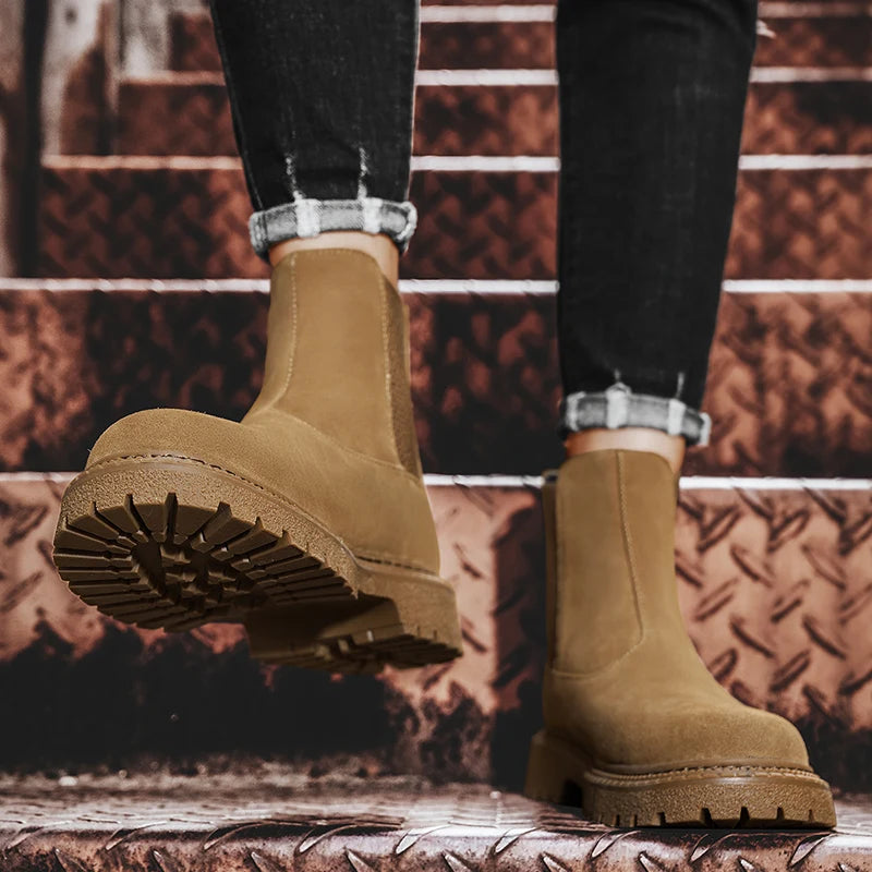 Men's Chelsea Boots Ankle Casual Fashion Boot Winter Plush Warm Comfortable Simple and Elegant Sweat Absorbing Non Slip Soles