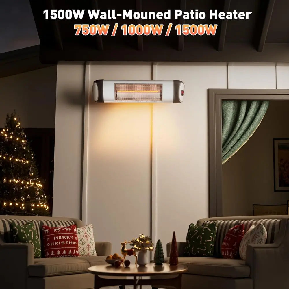 1500W Waterproof Outdoor Patio Heater with 9 Levels, 24H Timer, Wall-Mounted, Ideal for Gazebo and Garage