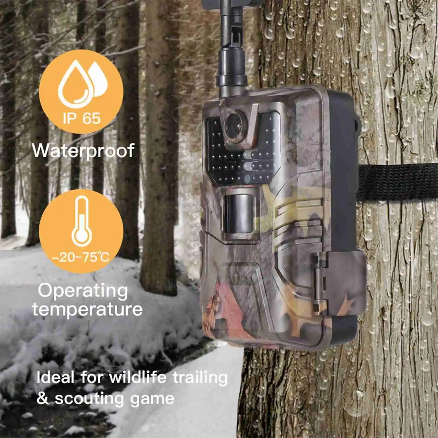 HC-900LTE 4G Hunting Camera 16MP 1080P Trail Camera 0.3S Triggering Speed 2.0 inch Display Infrared Night Vision Wildlife Camera