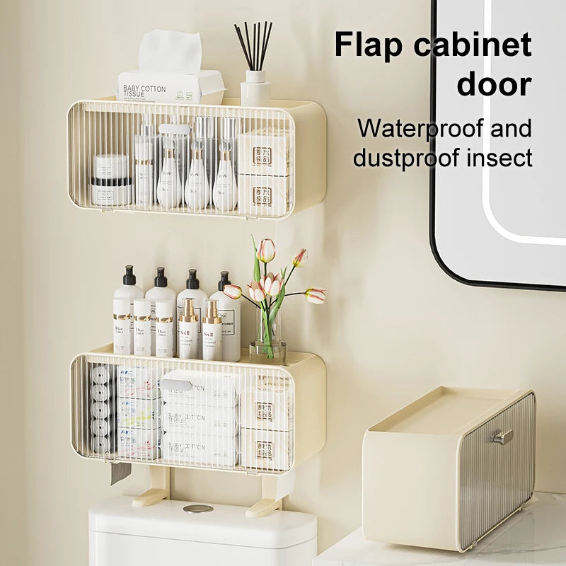 Toilet Shelf with Large Capacity, Multi-functional Wall-mounted Bathroom organizer  Box without Drilling