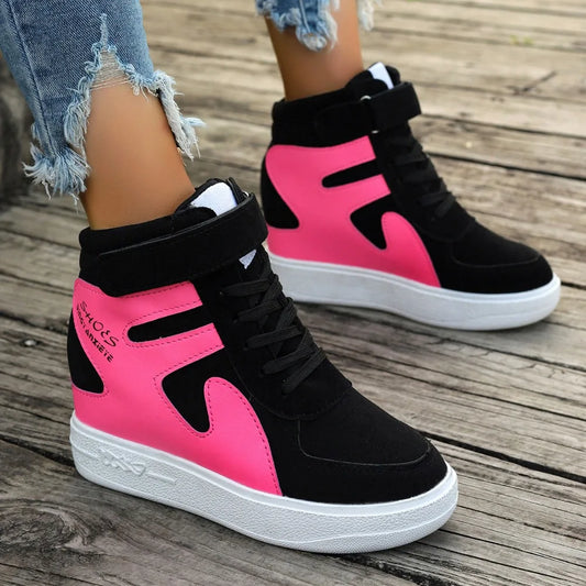autumn winter sneakers  High top Platform Sneakers women Casual Wedges shoes Womens Shoes Black Platform Vulcanize Women fashion