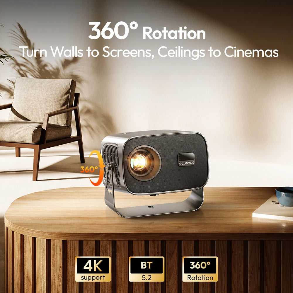 VEVSHAO A12 Projector Mini Portable  LED Video Android 13.0 WIFI 6 Mirror SmartPhone for 1080P 4K Video Home Cinema Projector