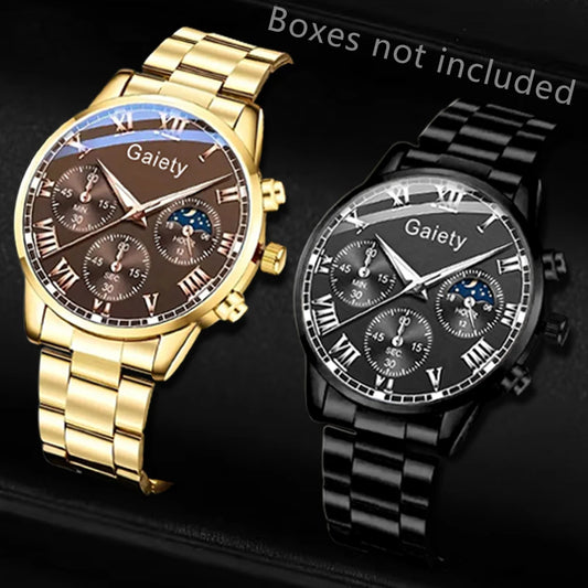 2PCS Men's Watch Set Fashion Trend Digital Scale Dial Quartz Watch Set Suitable for Daily Clothing Matching Perfect Gift