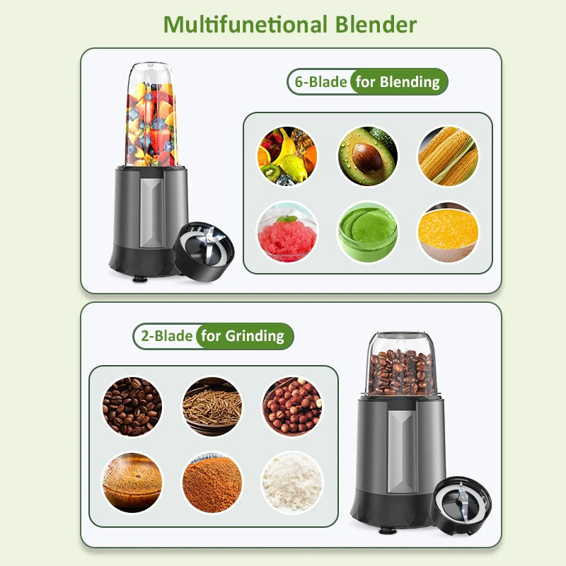 Smoothie Blender, 1300 W Upgraded compact personal blender for shakes and smoothies, juices, frozen drinks, sauces and more!