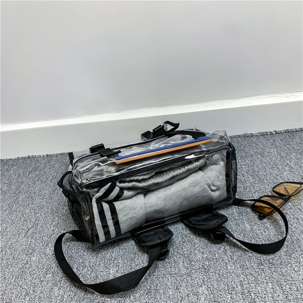 Transparent PVC Laptop Backpack Waterproof Casual Book Bags Large Capacity Simple Portable See Through Solid Clear for Women Men