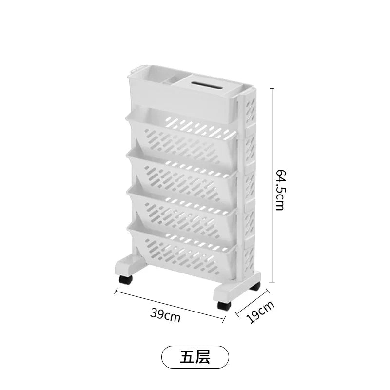 Storage Rack Bookshelf Table Side Wheels Rack Removable Floor Multi Story Dormitory Table Side Storages Basket Storage Racks