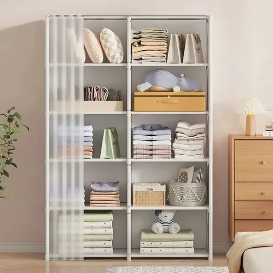 Multi-Layer Foldable Wardrobe Dustproof Storage Rack Simple DIY Assembly Large Capacity Cabinet for Home Organization and Use