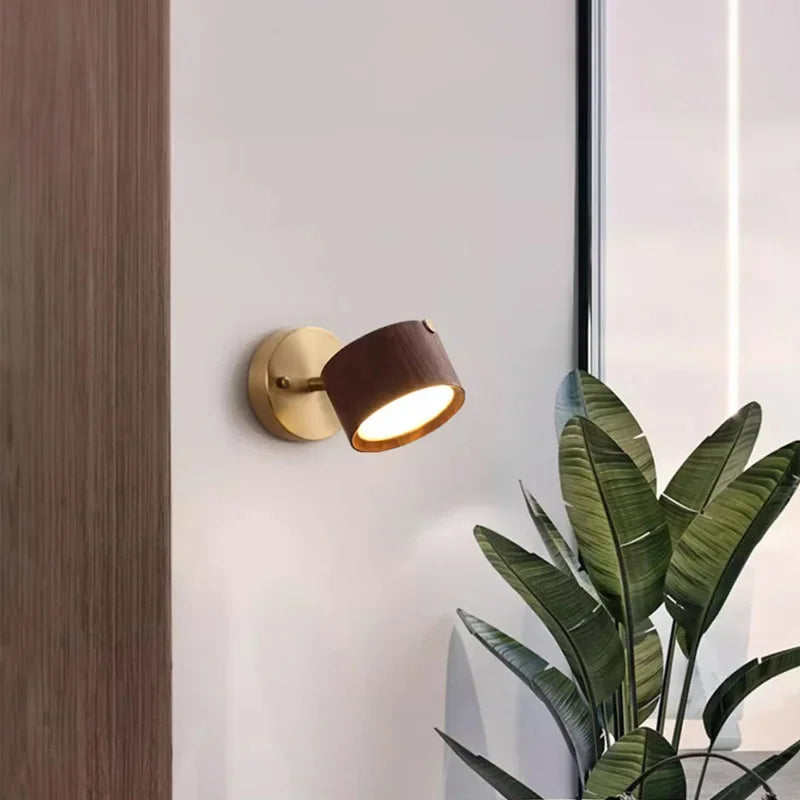 Nordic Wall Lamp Bedroom Lamp Simple Modern Living Room Background Wall Light Luxury Corridor, Aisle, Walnut Wood Bedside Lamp